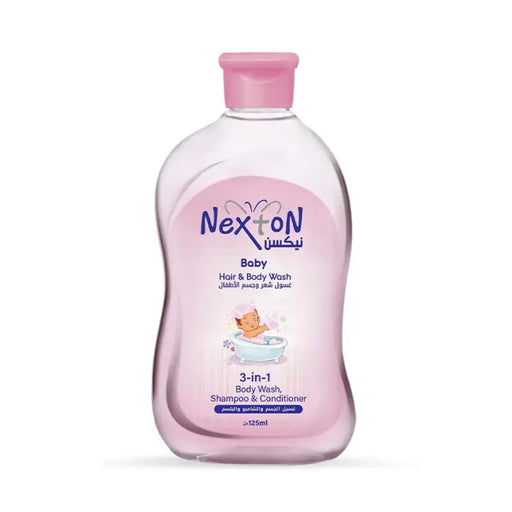 Nexton baby hair and body wash bottle on a white background