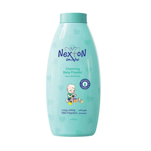 Nexton baby powder bottle on a white background