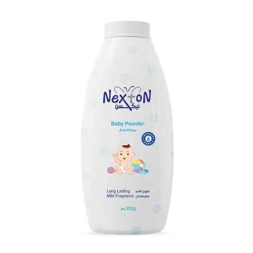 Nexton baby powder bottle on a white background