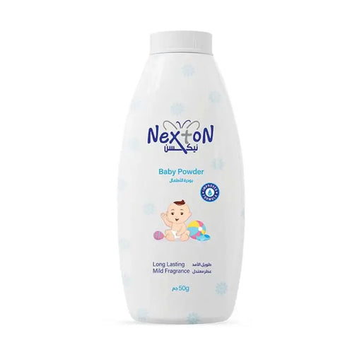Nexton baby powder bottle on a white background