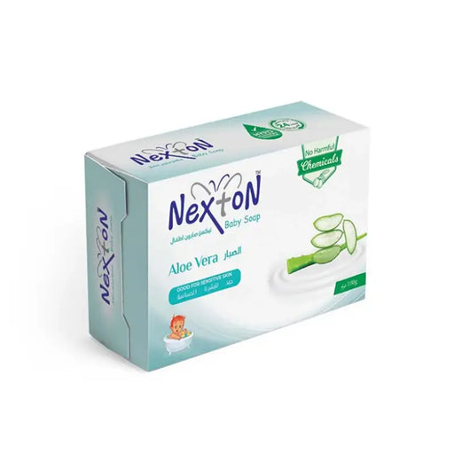 Box of Nexton Aloe Vera baby soap on a white background