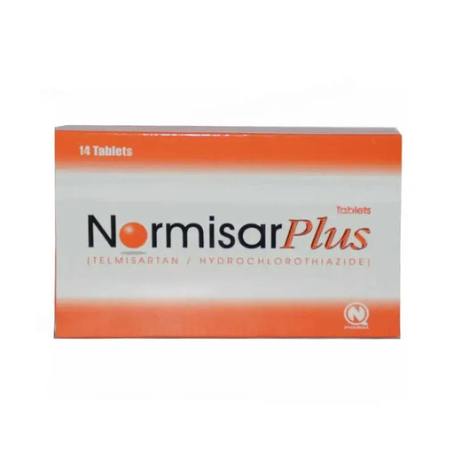 Box of Normisar Plus tablets on a white background