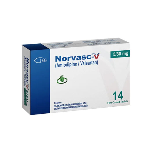 Box of Norvasc-V medication on a white background