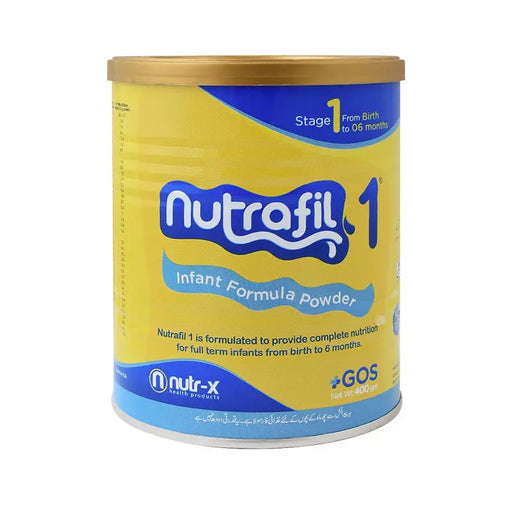 Nutrofil 1 infant formula powder canister on a white background