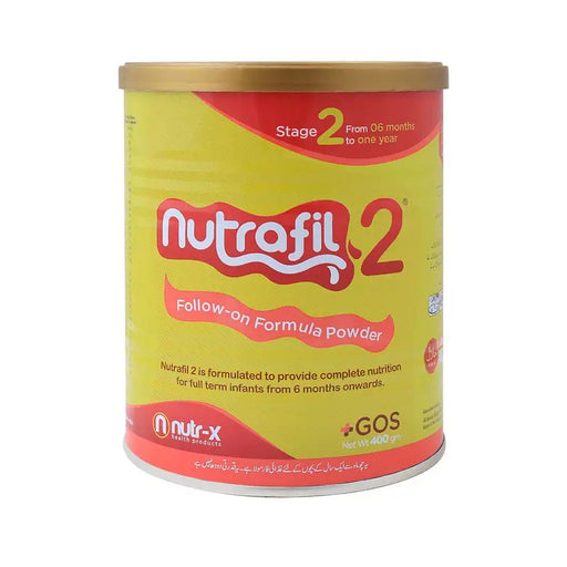 Nutrafil 2 follow-on formula powder canister on a white background