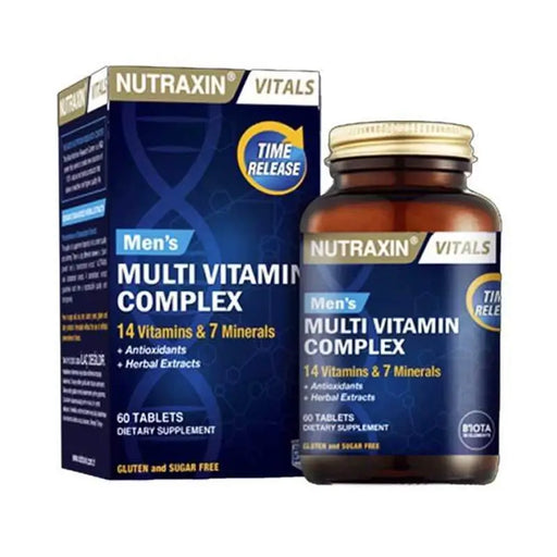 Nutraxin Men's Multi Vitamin Complex supplement bottle and packaging on a white background