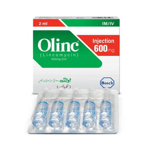 Olinc injection packaging with vials on a white background