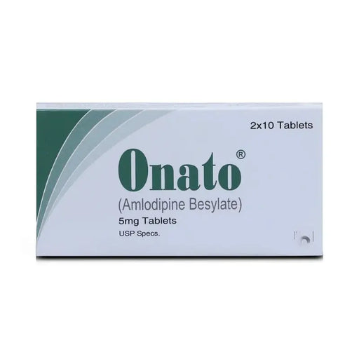 Onato Amlodipine Besylate tablet packaging on a white background