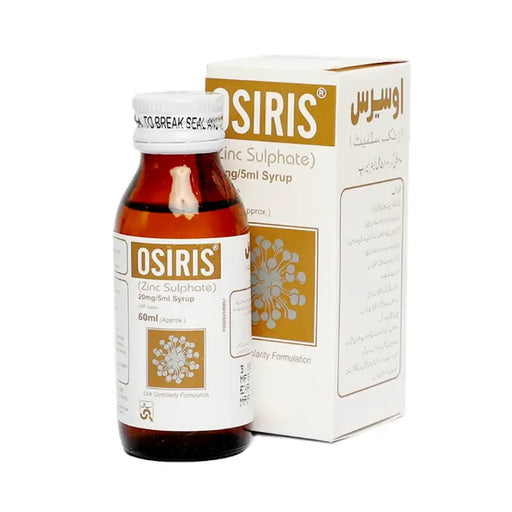 Osiris syrup bottle and packaging on a white background