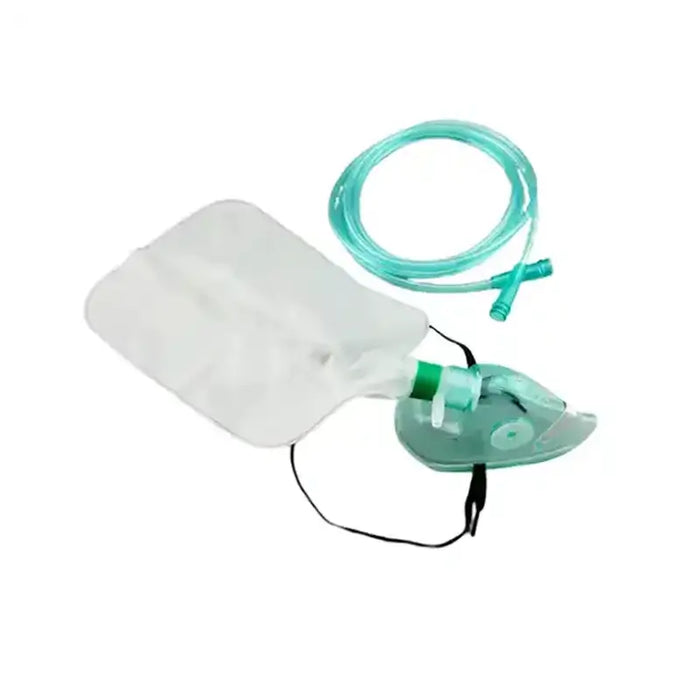 Medical oxygen mask with hose on a white background