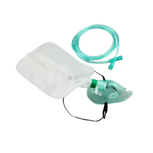 Medical oxygen mask with hose on a white background