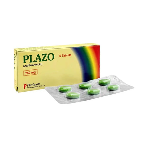Plazo 250mg Tablet – antibiotic for respiratory, skin, soft tissue infections, and otitis media treatment.