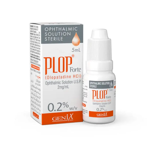 PLOP Forte ophthalmic solution packaging on a white background