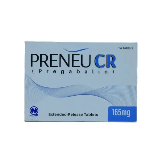 Box of Preneu CR Pregabalin extended-release tablets on a white background