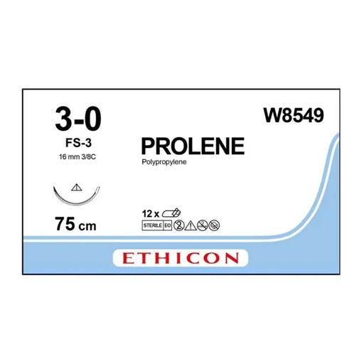 Ethicon Prolene suture package with specifications