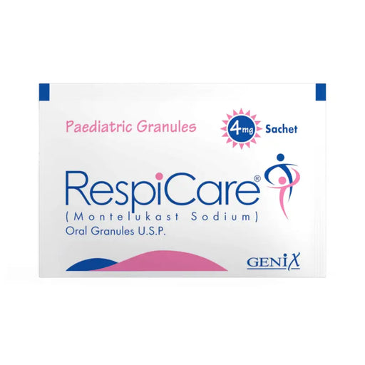 RespiCare paediatric granules packaging with RespiCare logo and branding.