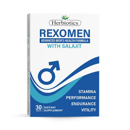 Herbiotics Rexomen supplement packaging on a white background