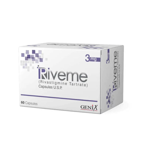 Box of Riveme capsules with Genix branding on a white background