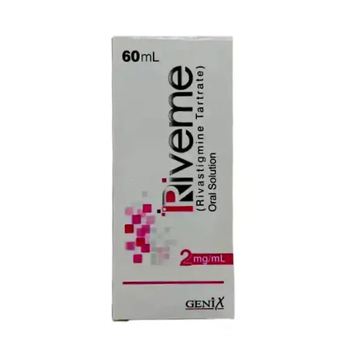 Box of Riveme medication by Genix on a white background