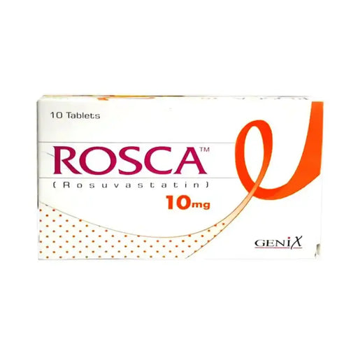 Rosca 10mg tablet packaging with Genix branding on a white background