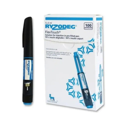 Ryzodeg FlexTouch pen and packaging on a white background