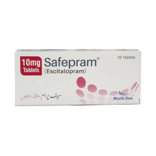 Box of Safepram 10mg Tablets with branding on a white background