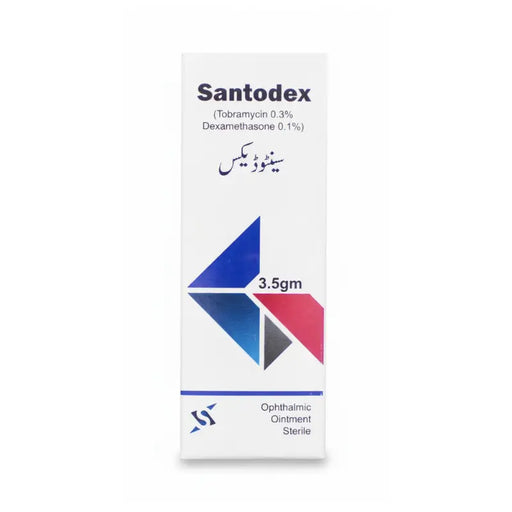 Santodex ointment packaging on a white background