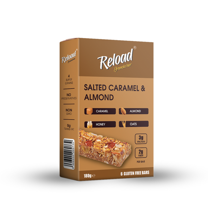 RELOAD SALTED CARAMEL & ALMOND GRANULA BAR 1X6'S