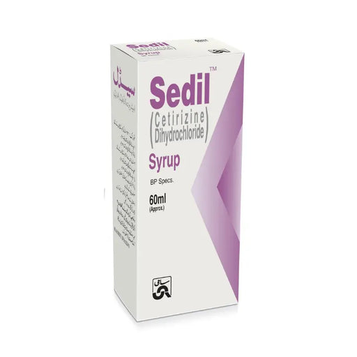 Sedil syrup packaging on a white background