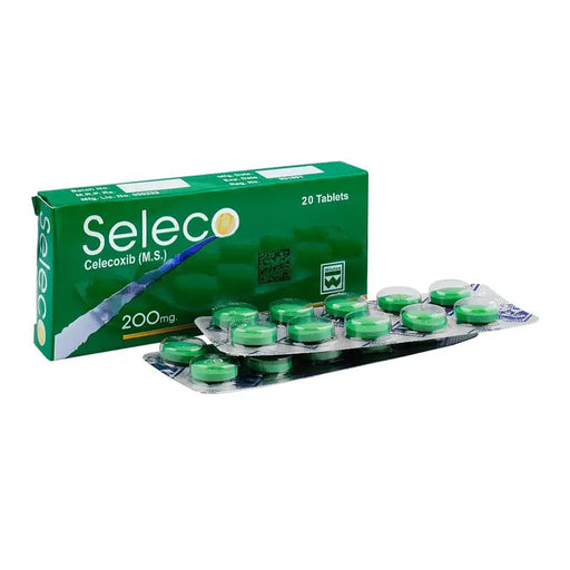 Box of Seleco tablets with green packaging on a white background