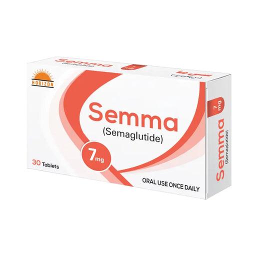 Semma (Semaglutide) packaging with 30 tablets on a white background