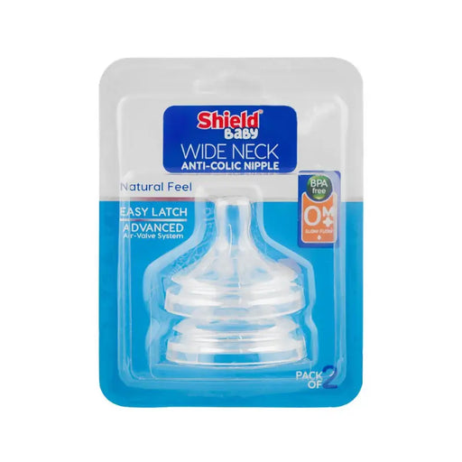 Shield Baby wide neck anti-colic nipple packaging on a white background