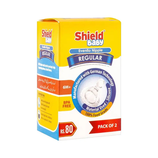 Shield Baby packaging with yellow, red, and blue design on a white background