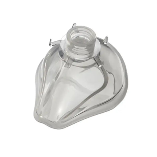 Clear plastic medical mask on a white background