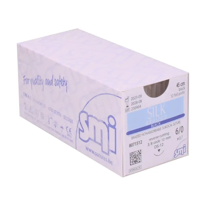 SILK BRAIDED BLACK 8-0 DOUBLE NEEDLE 45CM 1X12S