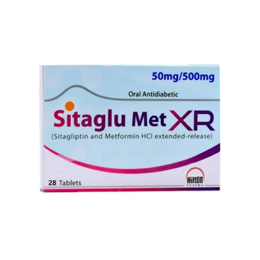 Box of Sitaglu Met XR tablets on a white background