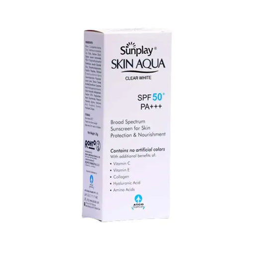 Sunplay Skin Aqua sunscreen box on a white background
