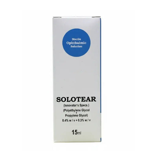 Box of Solotear ophthalmic solution on a white background