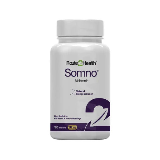 Somno 10mg Melatonin Tablets for regulating sleep and managing sleep disorders.