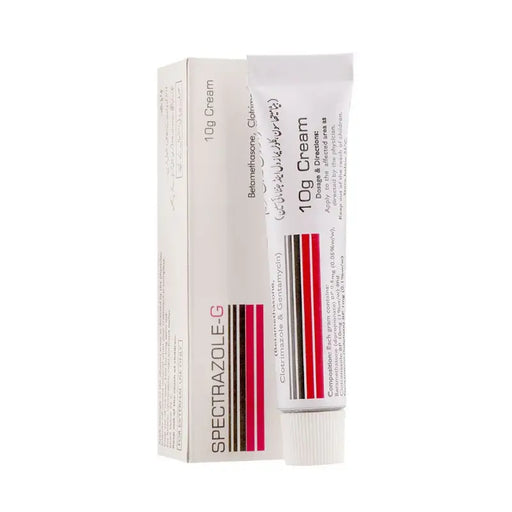 Spectrazole-G cream tube and packaging on a white background