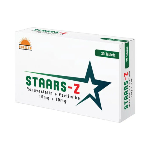 Box of Staars-Z tablets with star design on a white background