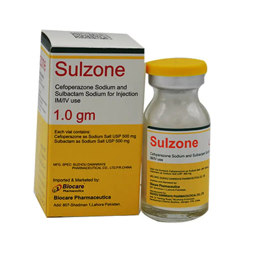 Sulzone medication bottle and packaging on a white background