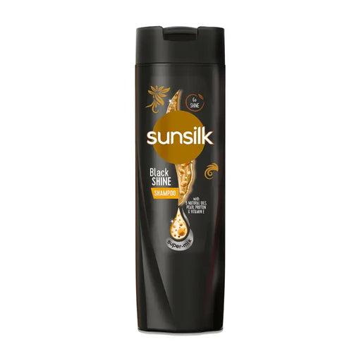 Sunsilk Black Shine shampoo bottle on a white background