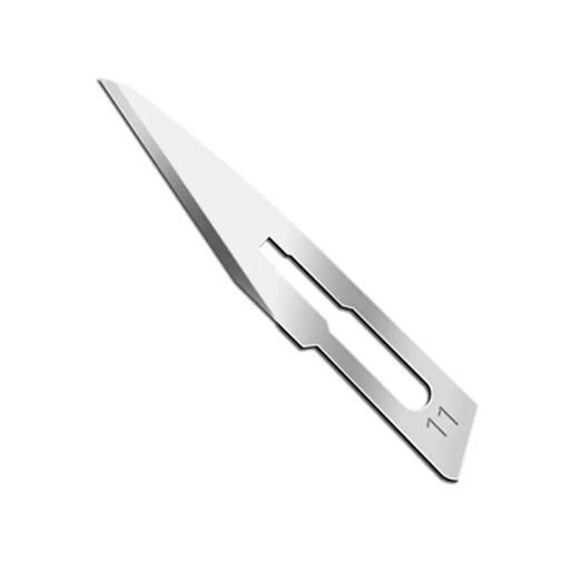 Metallic scalpel blade on a white background