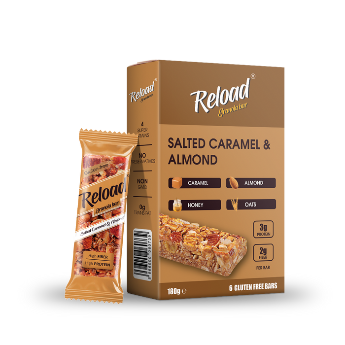 RELOAD SALTED CARAMEL & ALMOND GRANULA BAR 1X6'S