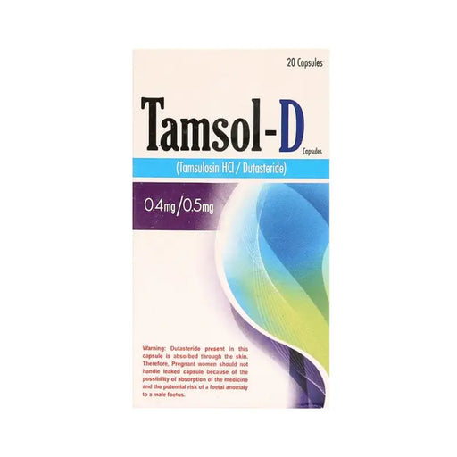 Tamsol-D capsule box with colorful design on a white background