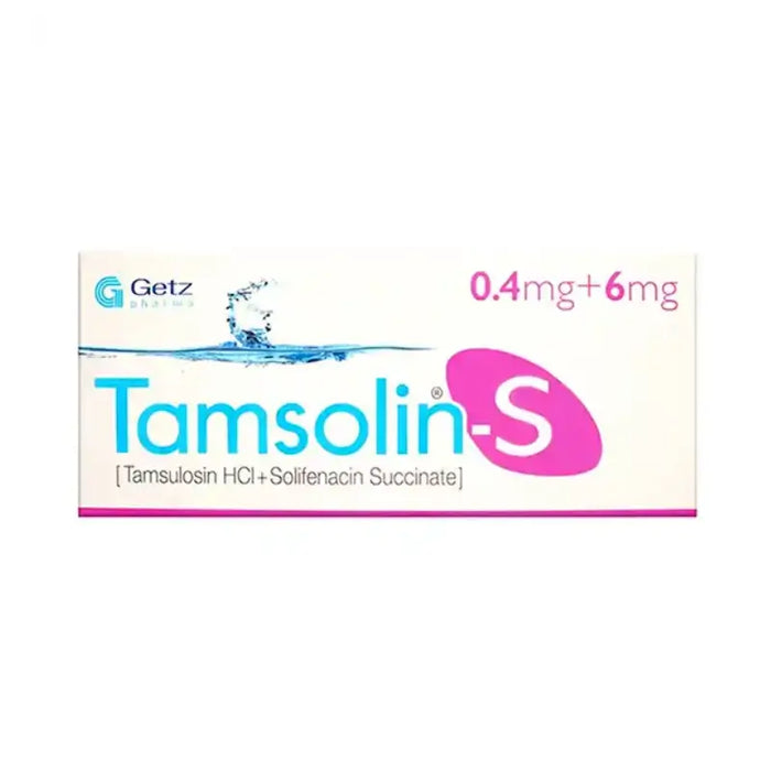 Tamsolin-S medication packaging with Getz branding on a white background