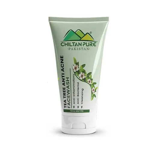 Chiltan Pure Pakistan tea tree anti-acne face wash tube on a white background