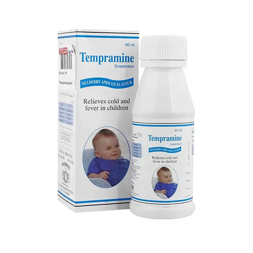 Tempramine bottle and packaging on a white background