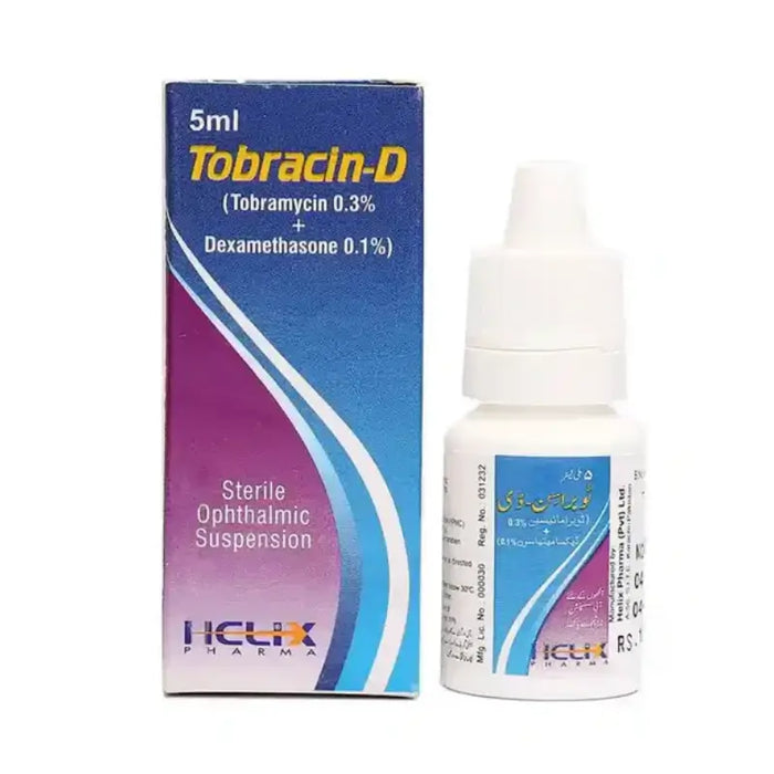 Tobracin-D eye drop bottle and packaging on a white background